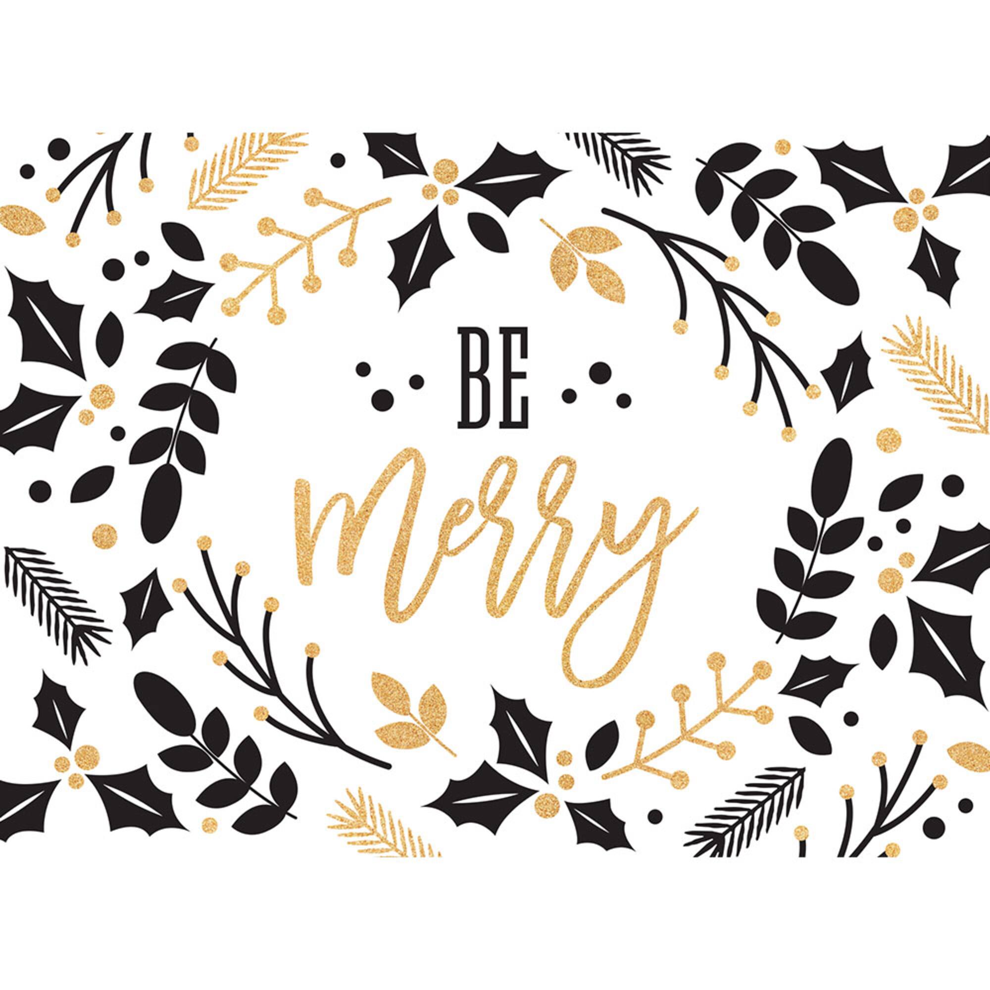 JAM Paper Black & Gold Peace & Joy Christmas Cards Set